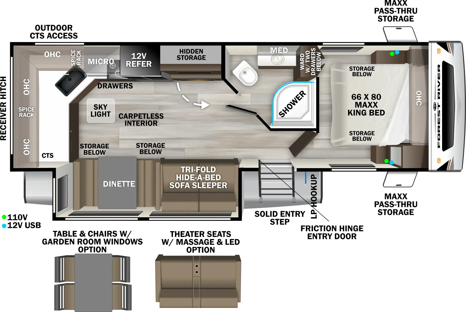 Wildcat Travel Trailers 267MEX Floorplan